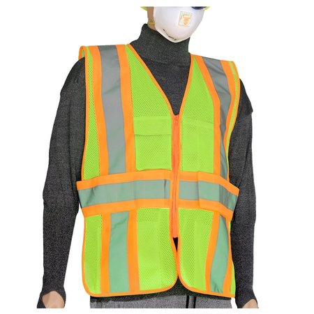 GLOWSHIELD Class 2, Hi-Viz Green Mesh Safety Vest, Size: Medium SV722FG (M)